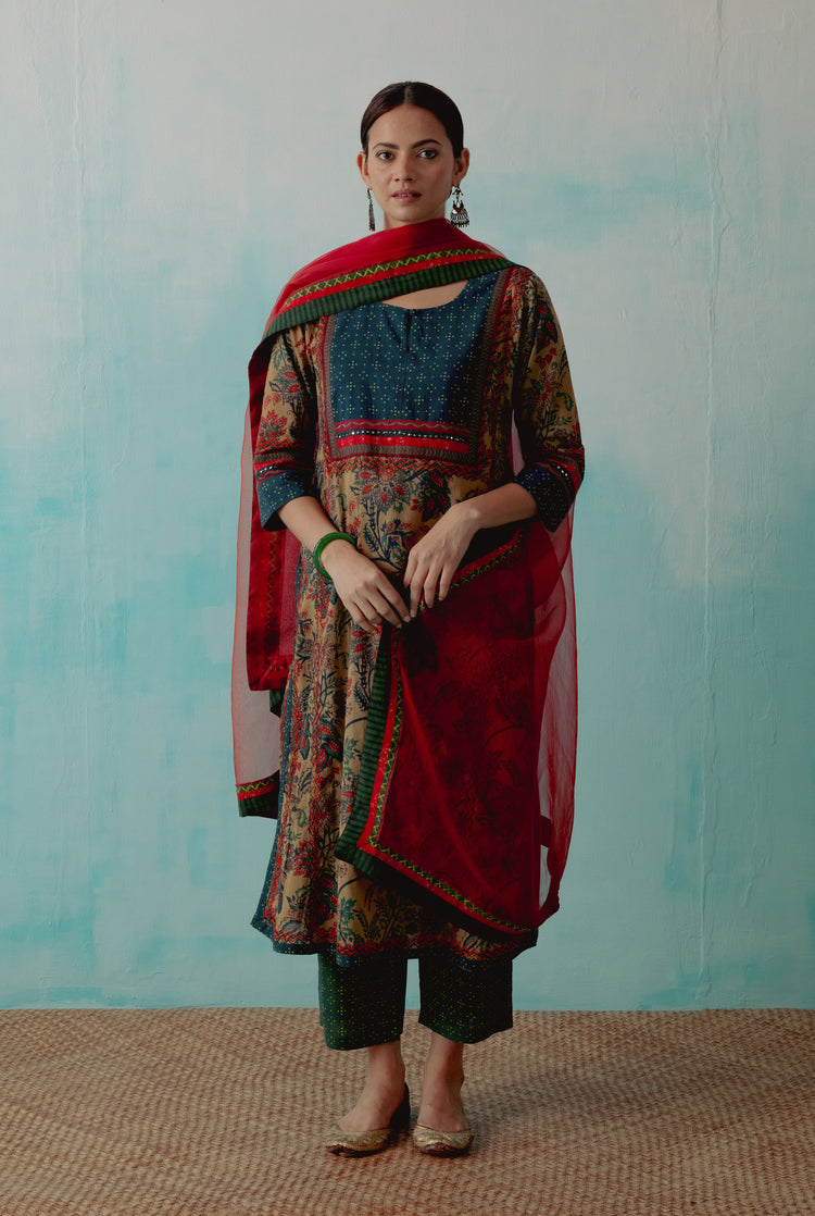 Yoke Kurta Olive Rust (8342834413867)