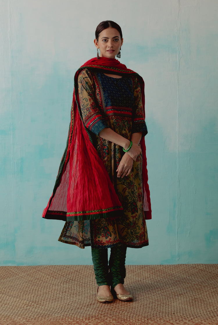 Yoke Kurta Olive Rust (8342834413867)
