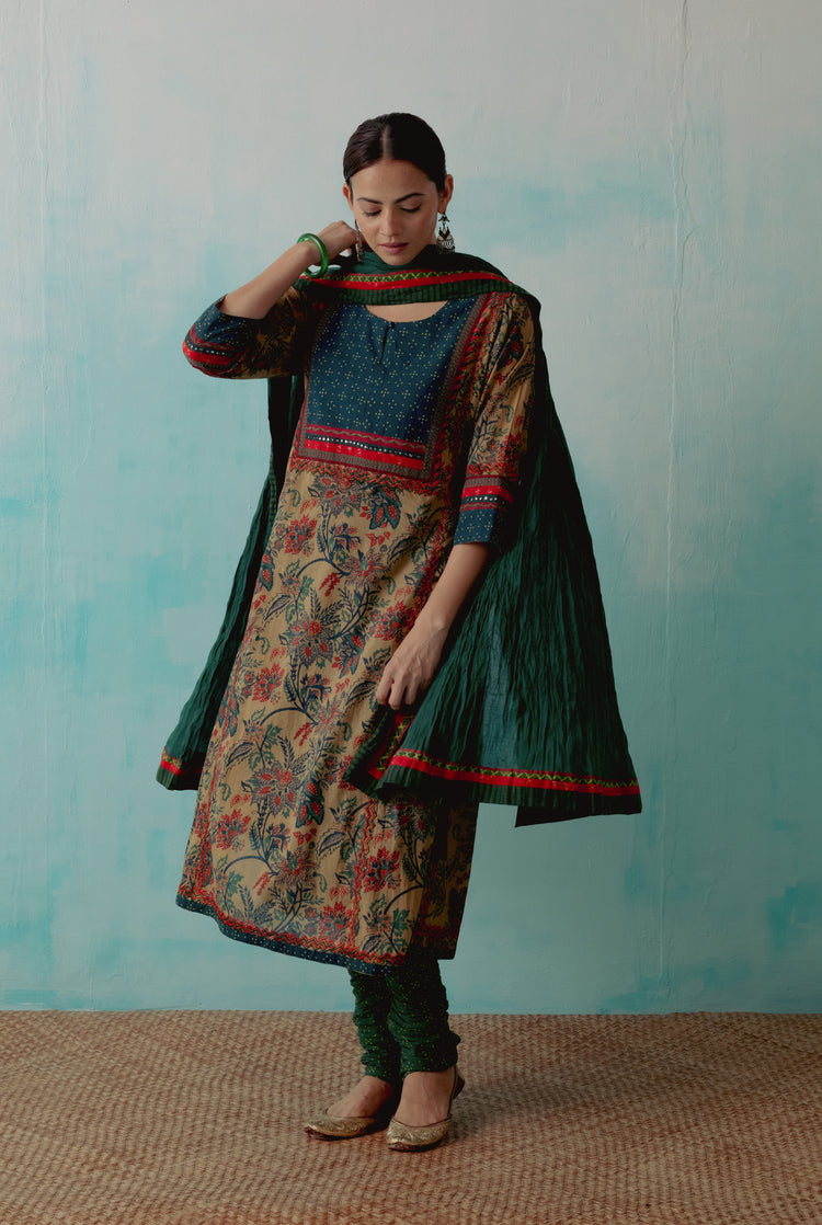 Yoke Kurta Olive Rust (8342834413867)