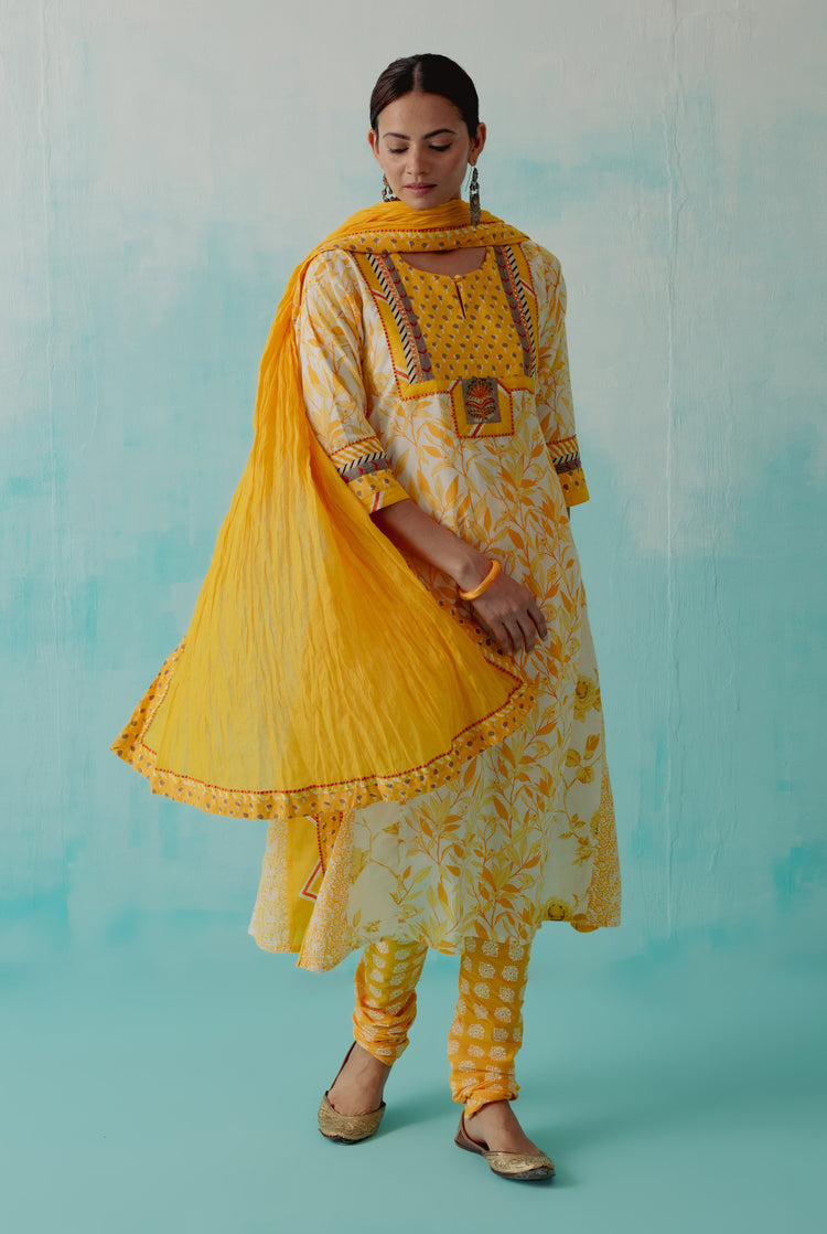 Rozana Cotton Crinkled Dupatta Yellow (8344455479595)