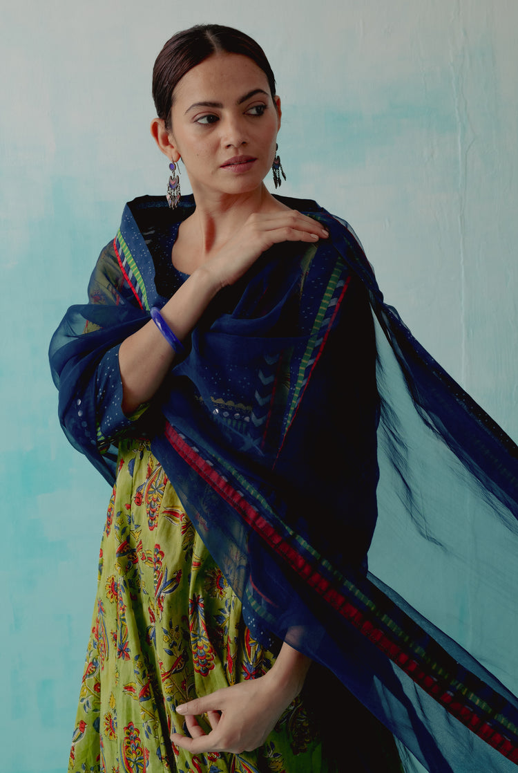 Rozana Chiffon Dupatta Indigo (8344450433323)