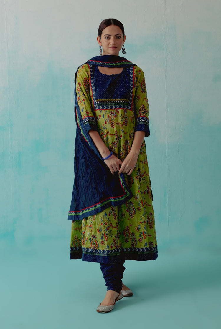 Rozana Cotton Crinkled Dupatta Indigo (8344455971115)