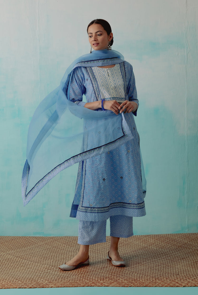 Rozana Chiffon Dupatta Light Blue (8344451121451)