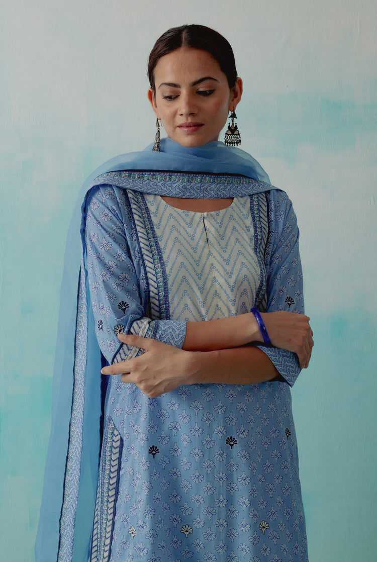 Rozana Chiffon Dupatta Light Blue (8344451121451)