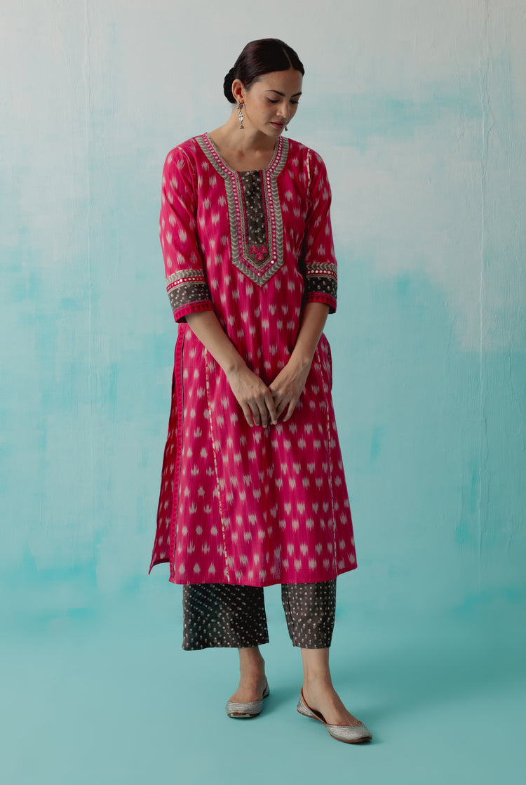 Naaz Kurta Light Pink White Grey (8342872162603)