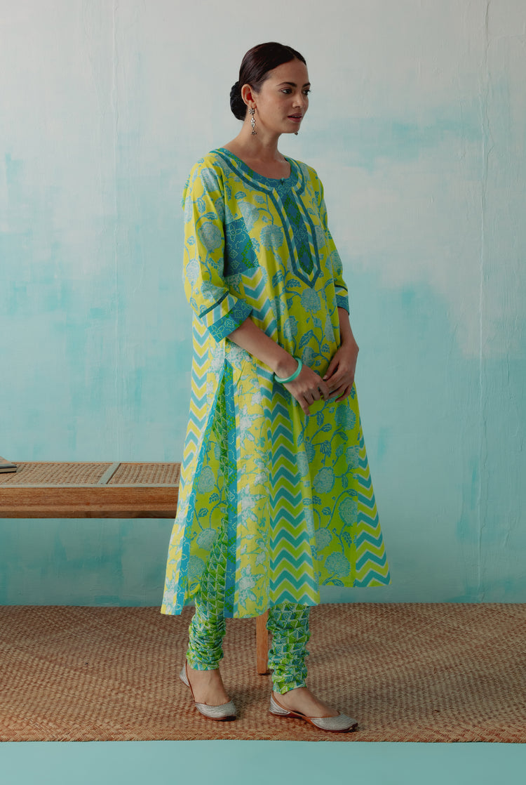 Choga Kurta Parrot Green Turquoise ( Set of 3 ) (8342814490923)