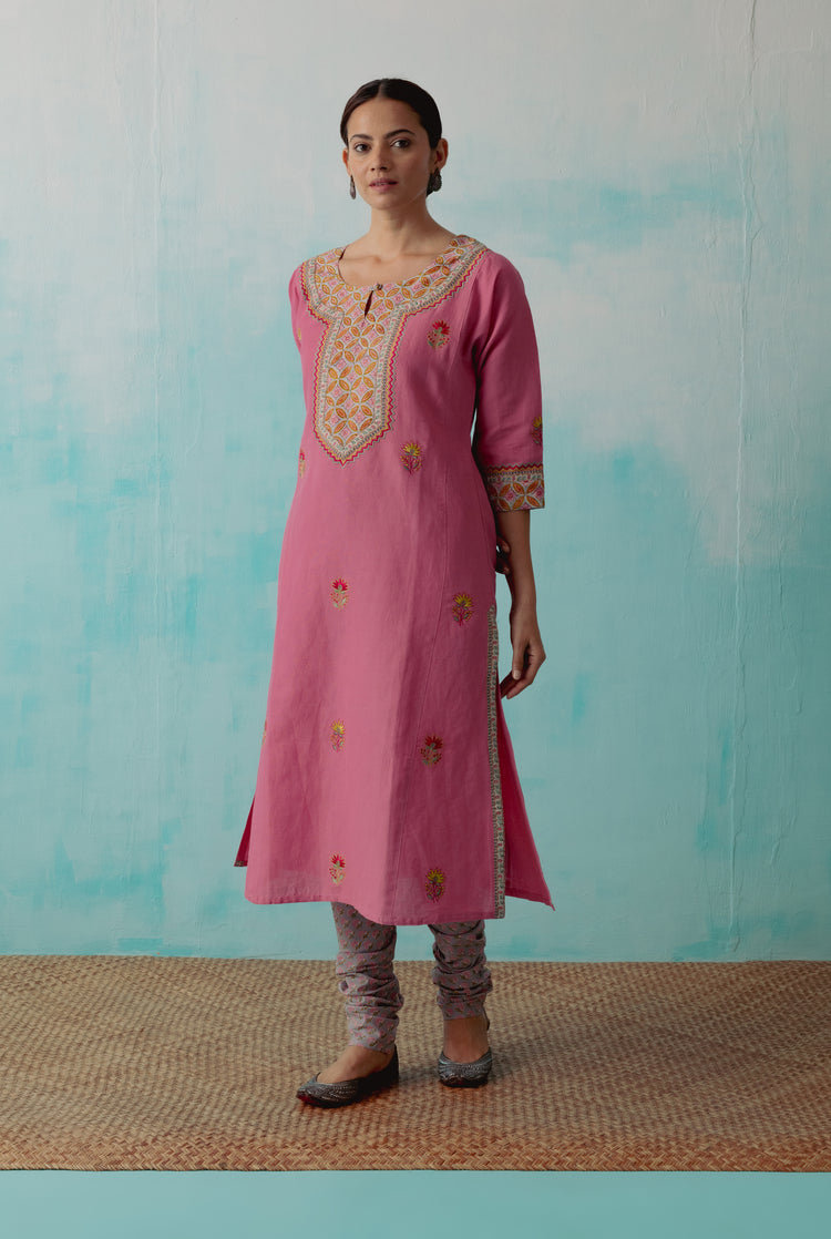 Naaz Rozana Kurta Blush Pink ( Set of 3 ) (8359655440683)
