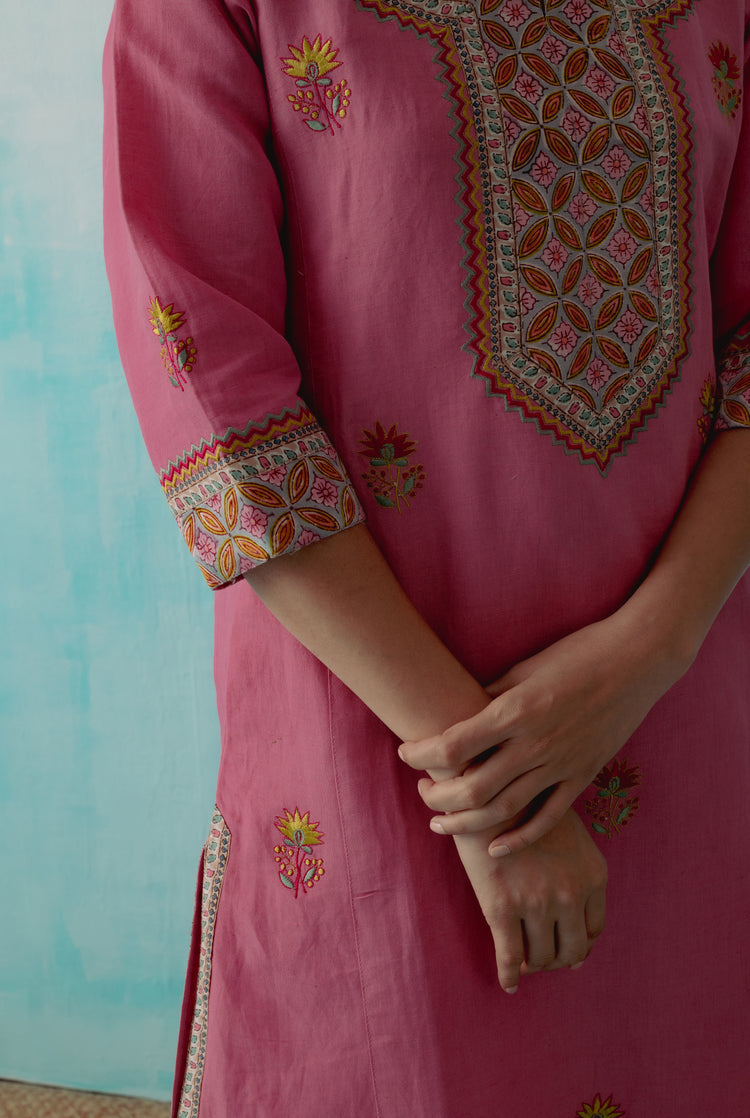 Naaz Rozana Kurta Blush Pink ( Set of 3 ) (8359655440683)