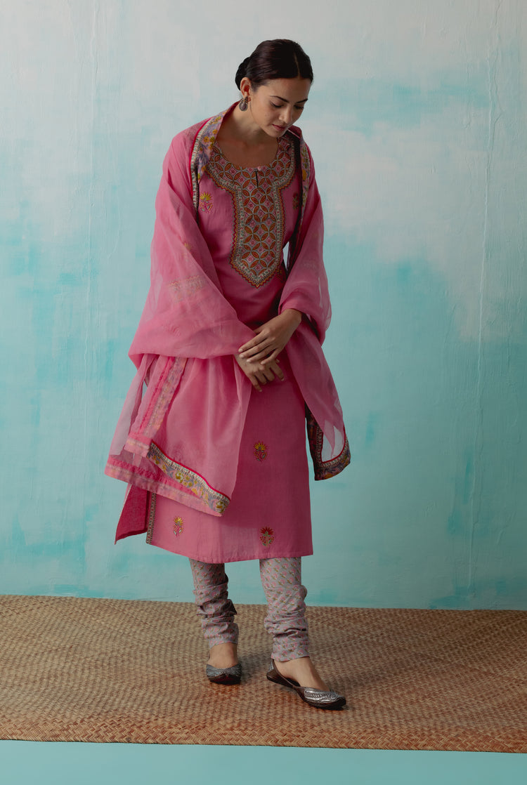 Naaz Rozana Kurta Blush Pink ( Set of 3 ) (8359655440683)