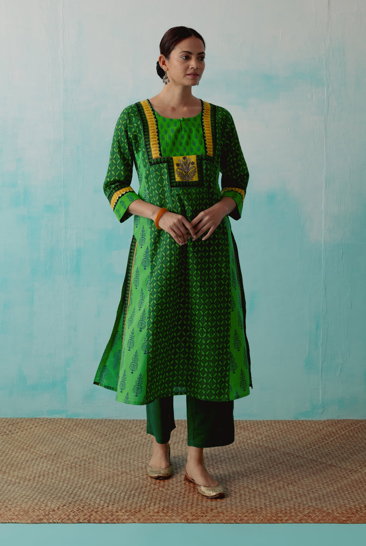 Yoke Kurta Parrot Green ( Set of 3 ) (8342817177899)