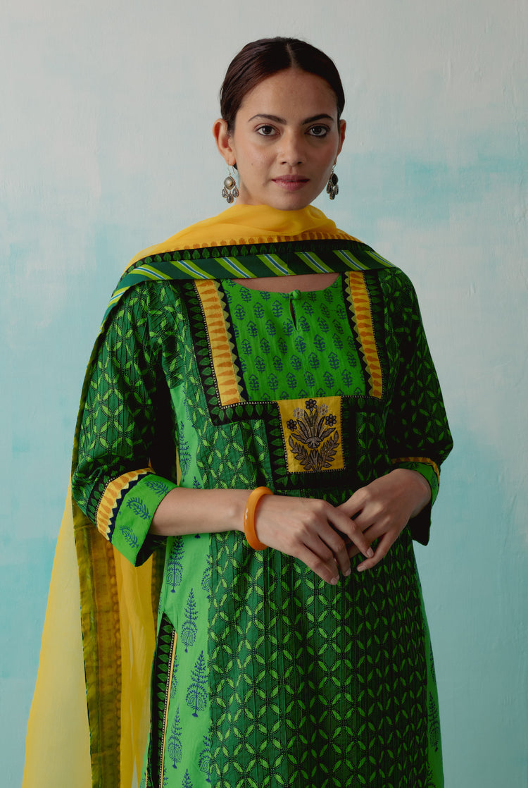 Yoke Kurta Parrot Green ( Set of 3 ) (8342817177899)