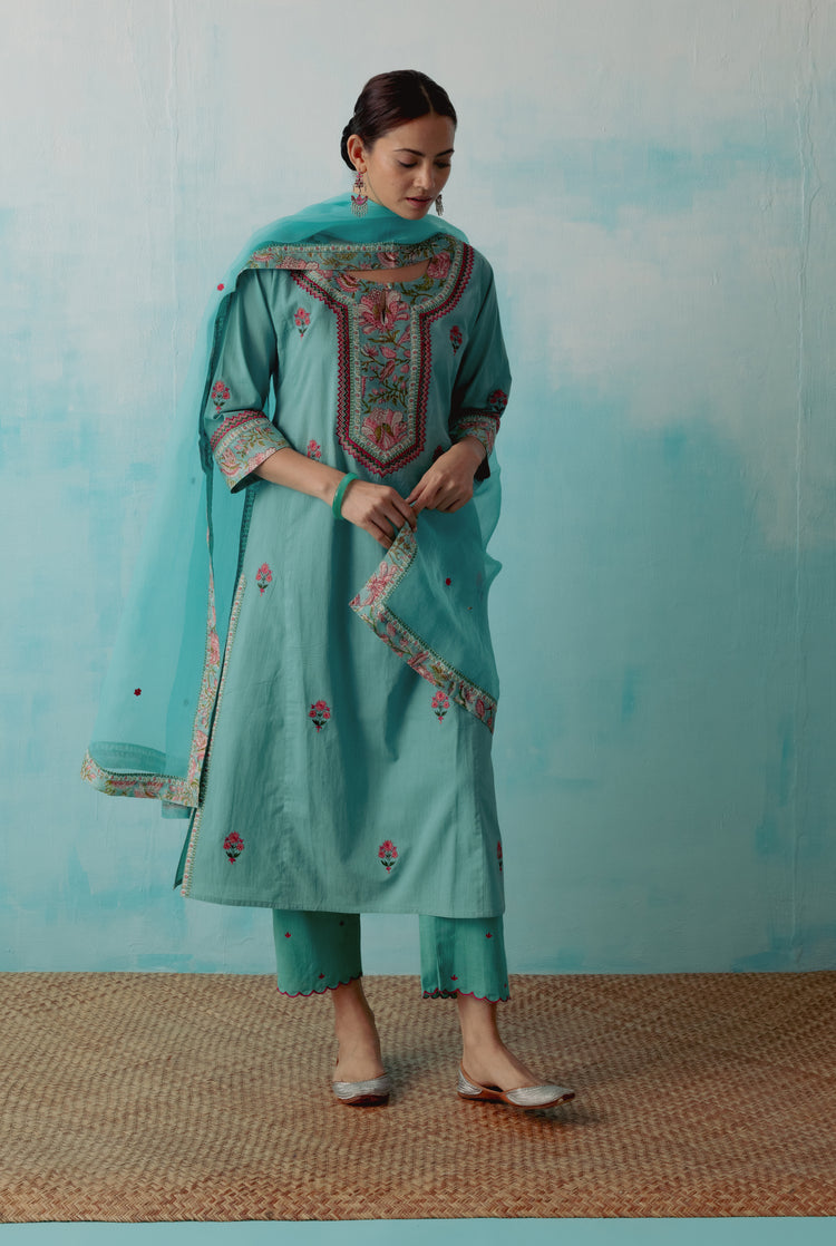 Rozana Chiffon Dupatta Aqua (8359667794219)