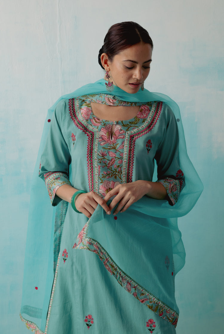Rozana Chiffon Dupatta Aqua (8359667794219)