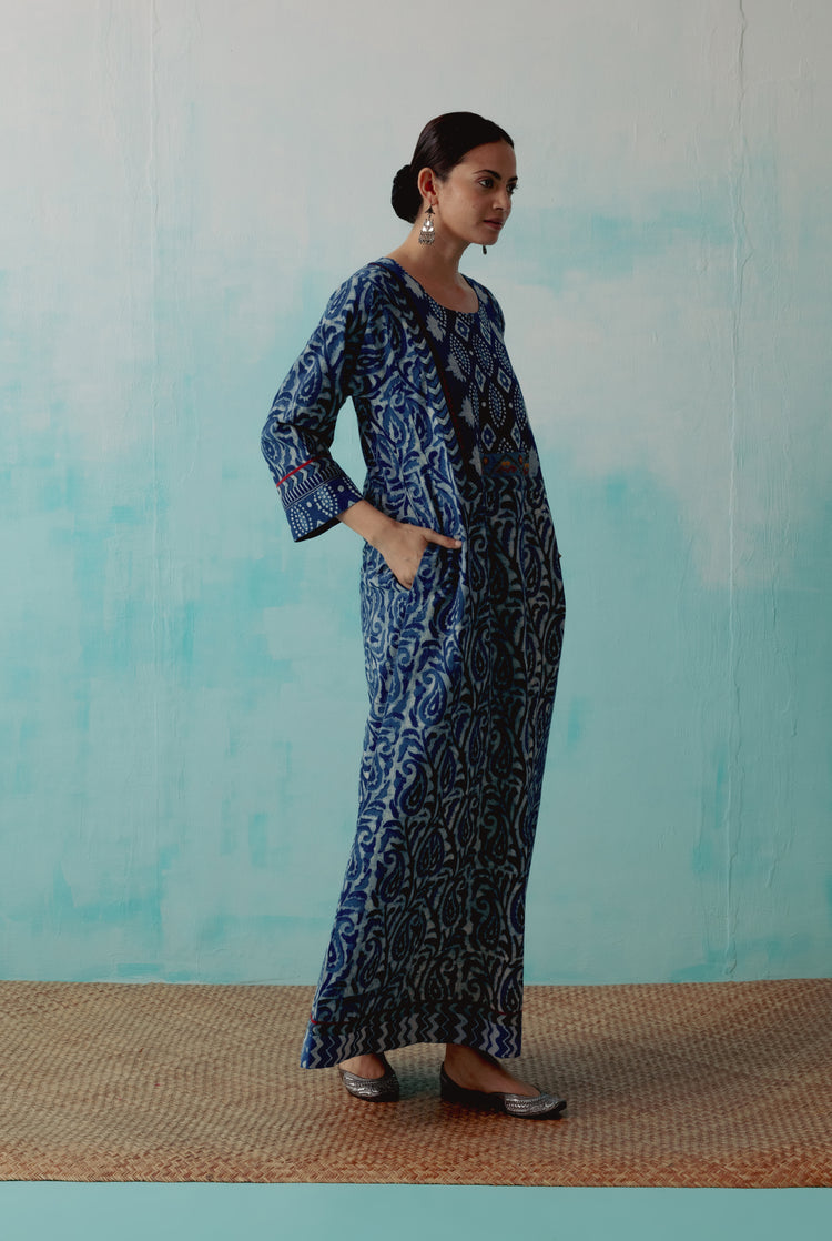 Yoke Caftan Indigo (8344541331755)