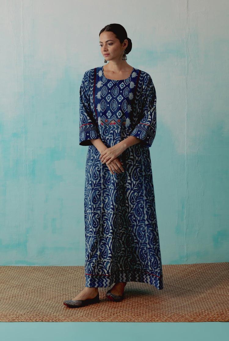 Yoke Caftan Indigo (8344541331755)