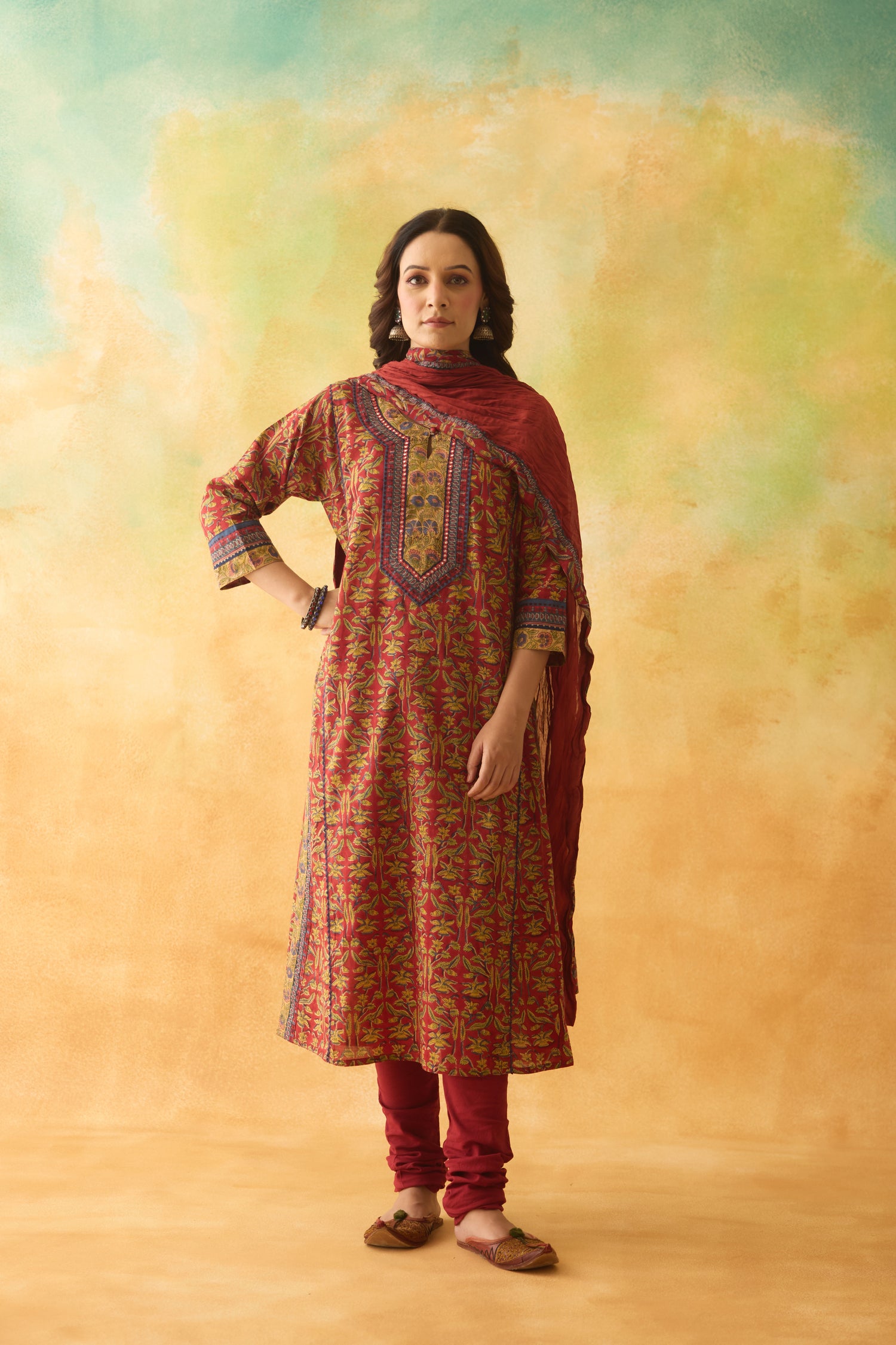 Rozana Kurta Red Green (10009532301611)