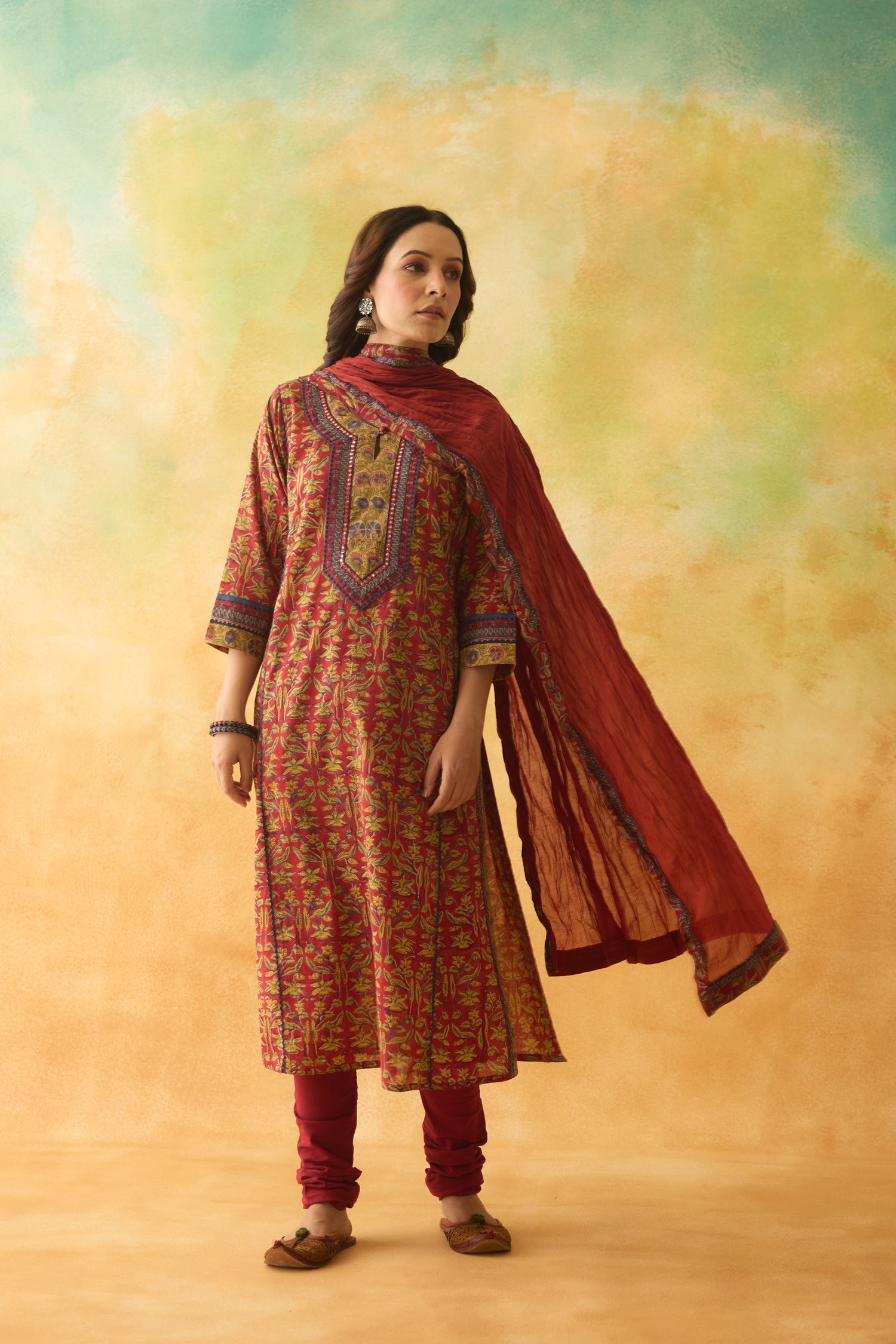 Rozana Kurta Red Green (10009532301611)