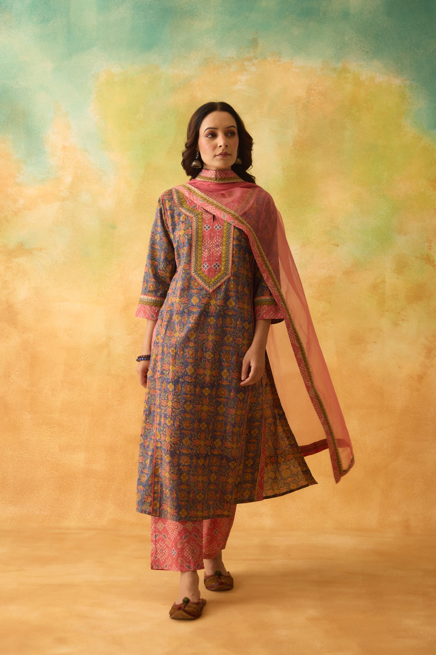 Rozana Kurta Blue Peach (10004768293163)