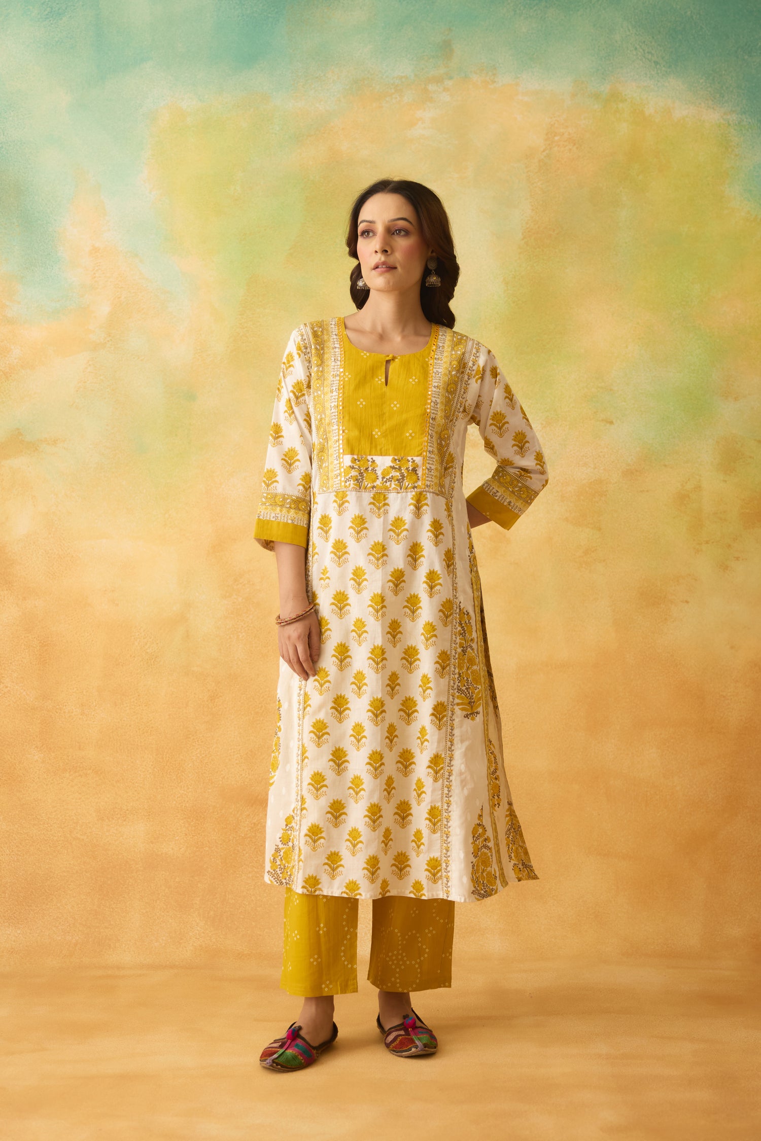 Rozana Kurta White Yellow (10005038858539)
