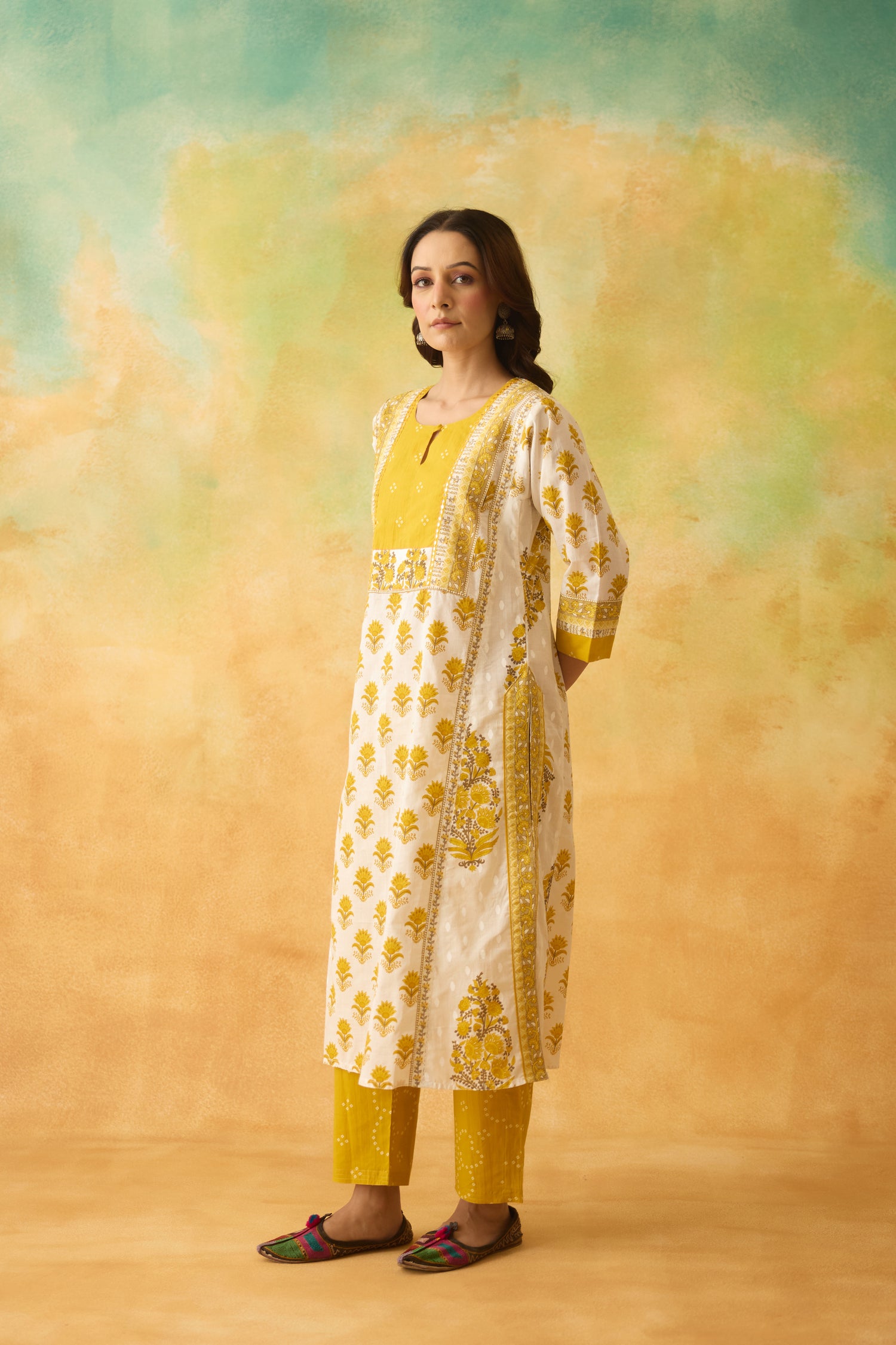 Rozana Kurta White Yellow (10005038858539)
