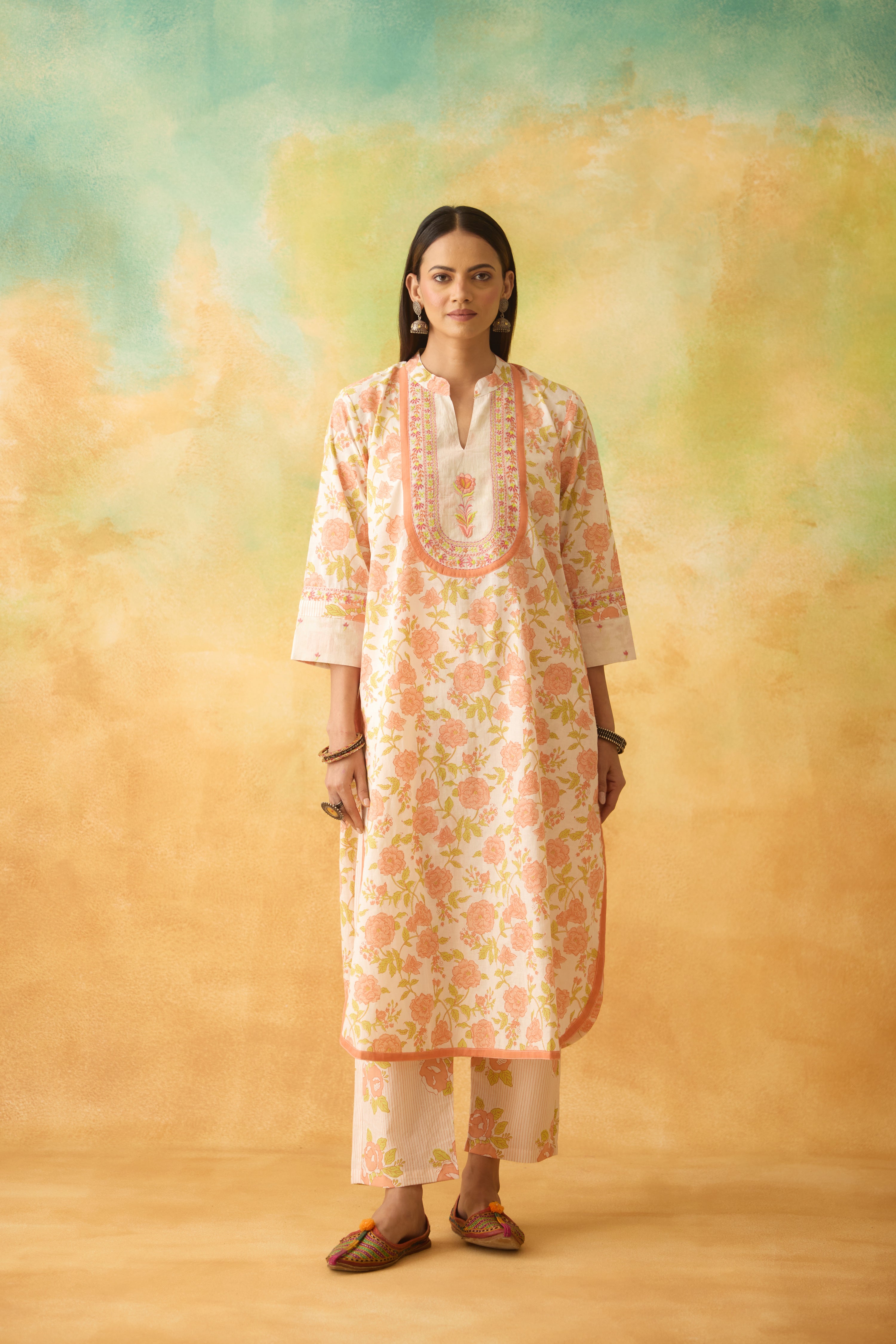 Meher Pant White Peach (10001703272747)