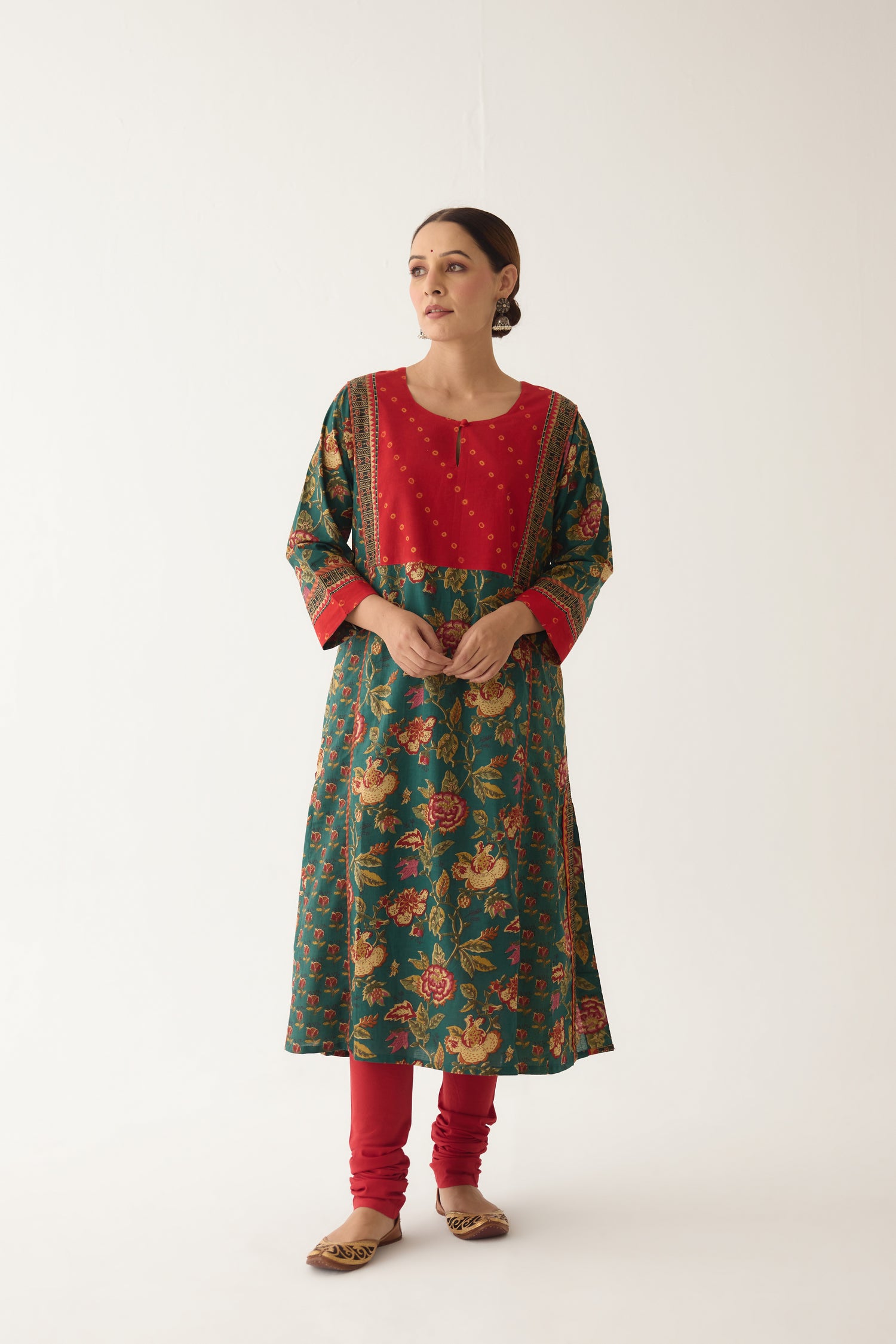 Adya Kurta Green/ Red (Set of 3) (9996981600555)