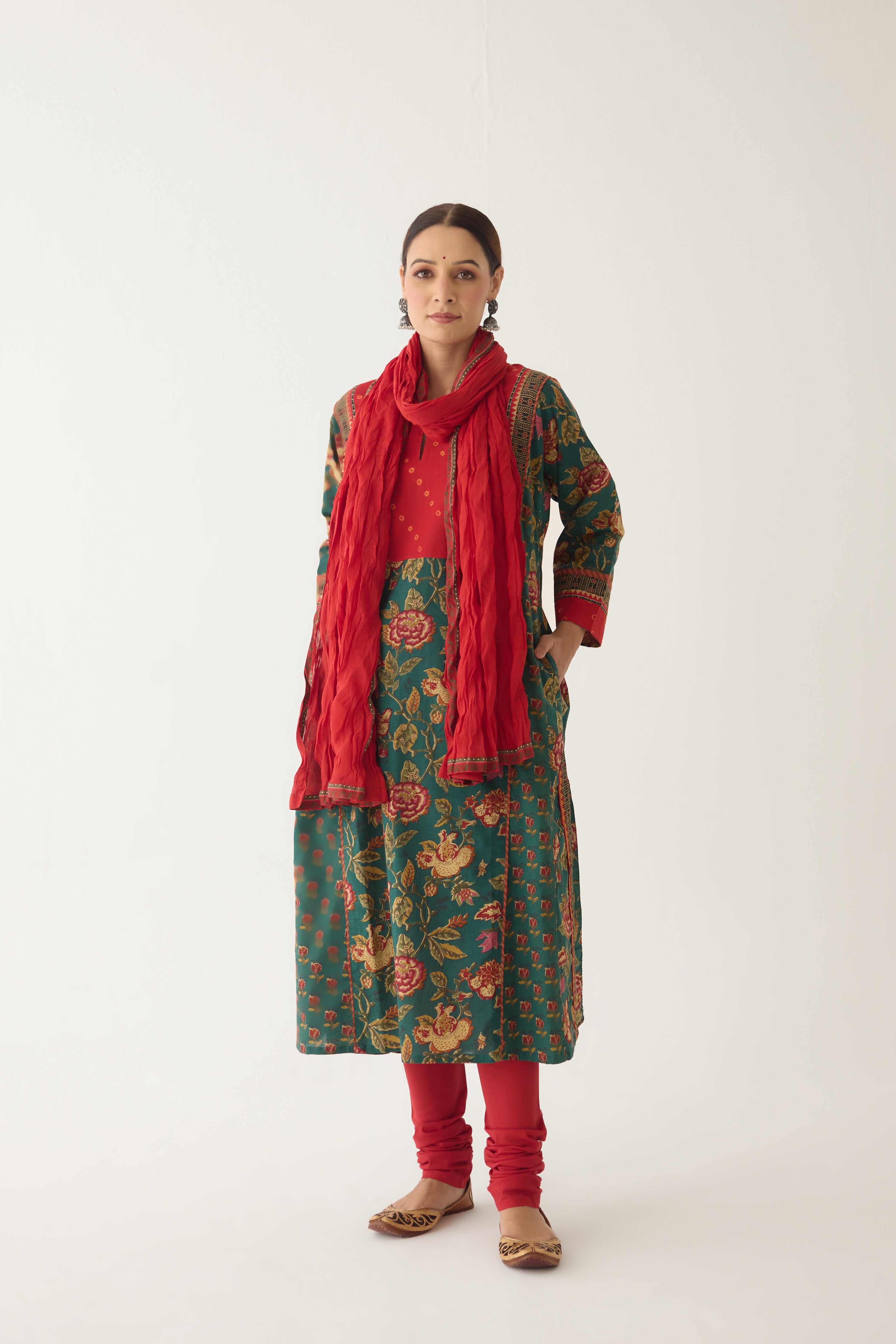 Adya Kurta Green/ Red (Set of 3) (9996981600555)