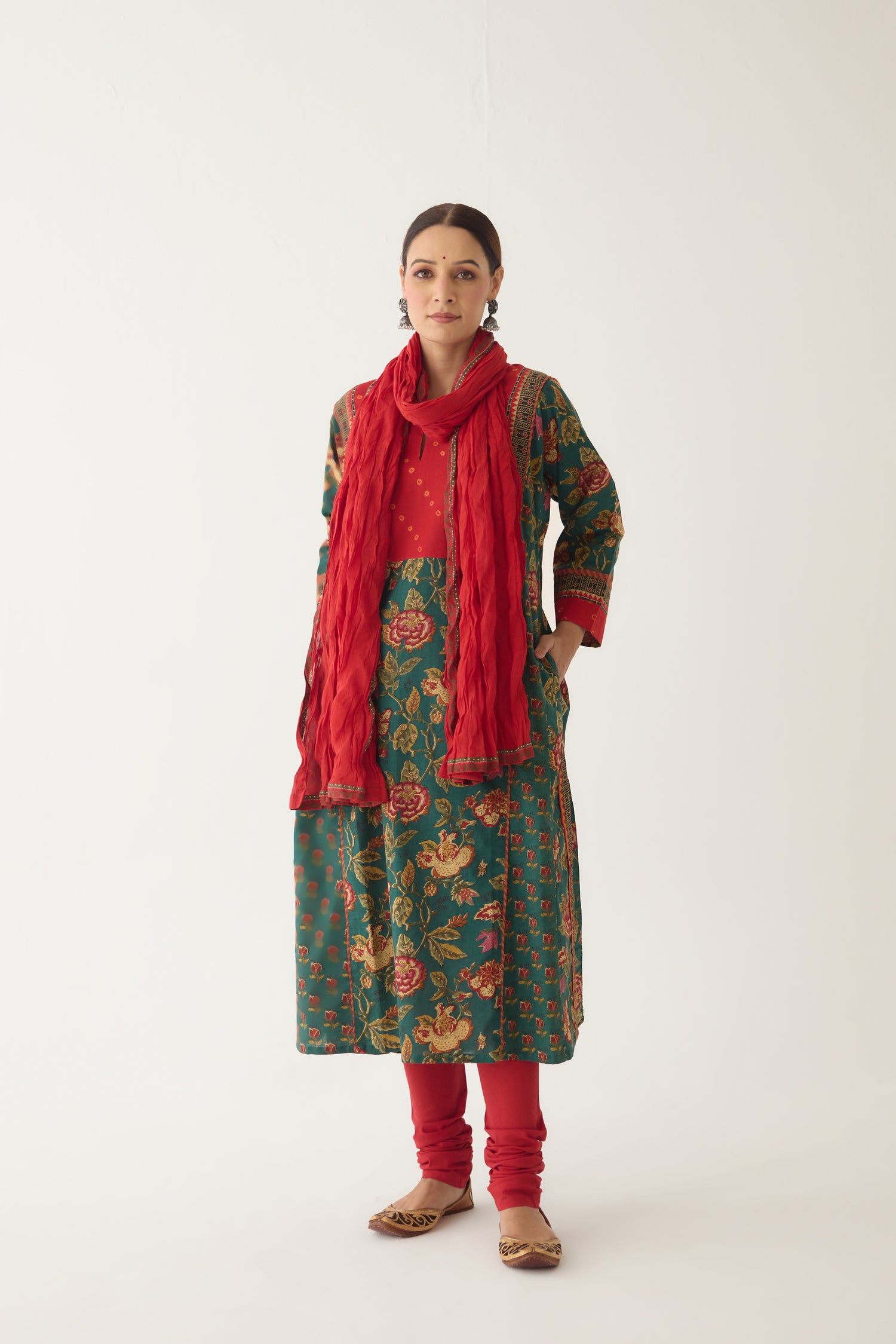 Adya Kurta Green/ Red (Set of 3) (9996981600555)