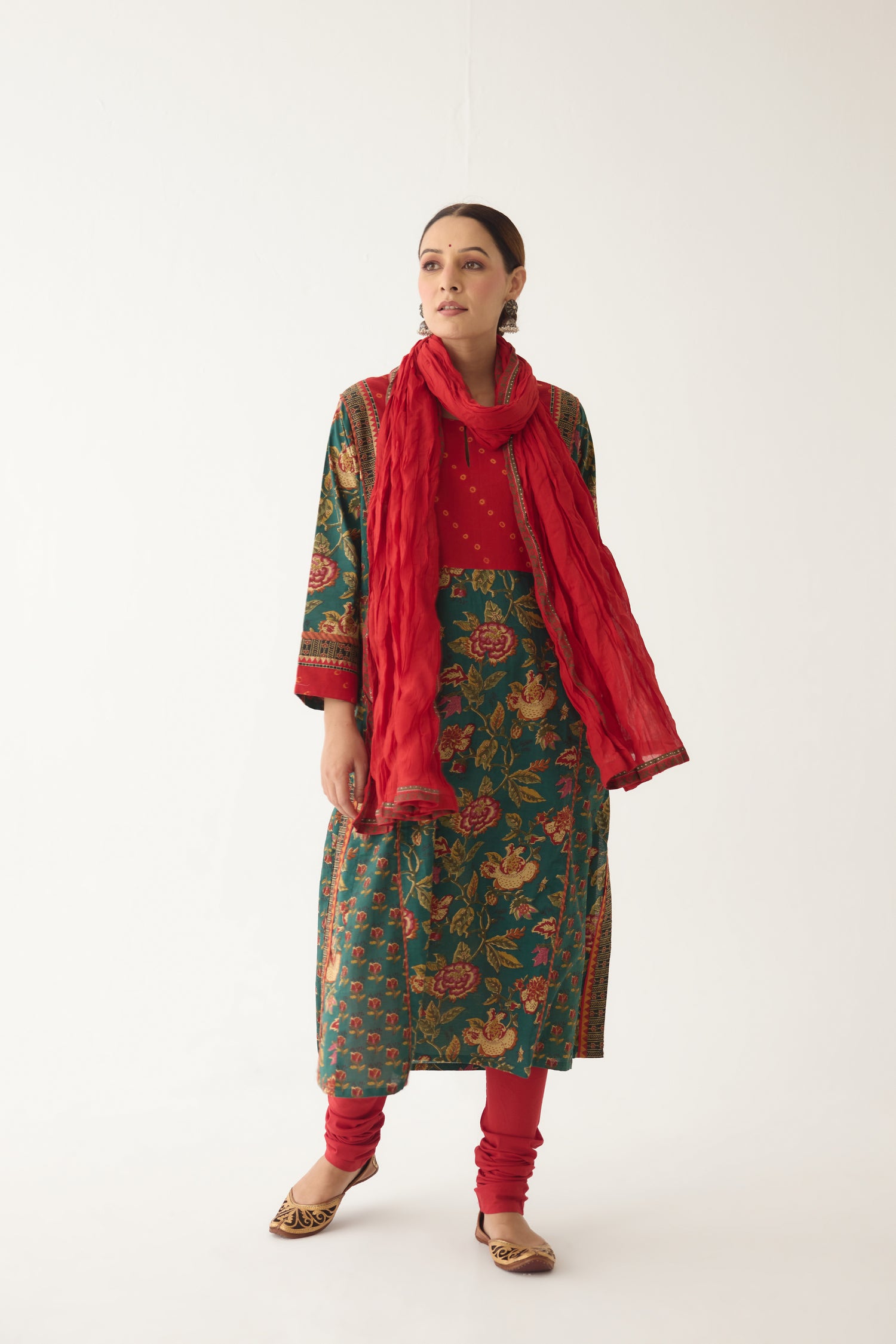 Adya Kurta Green/ Red (Set of 3) (9996981600555)