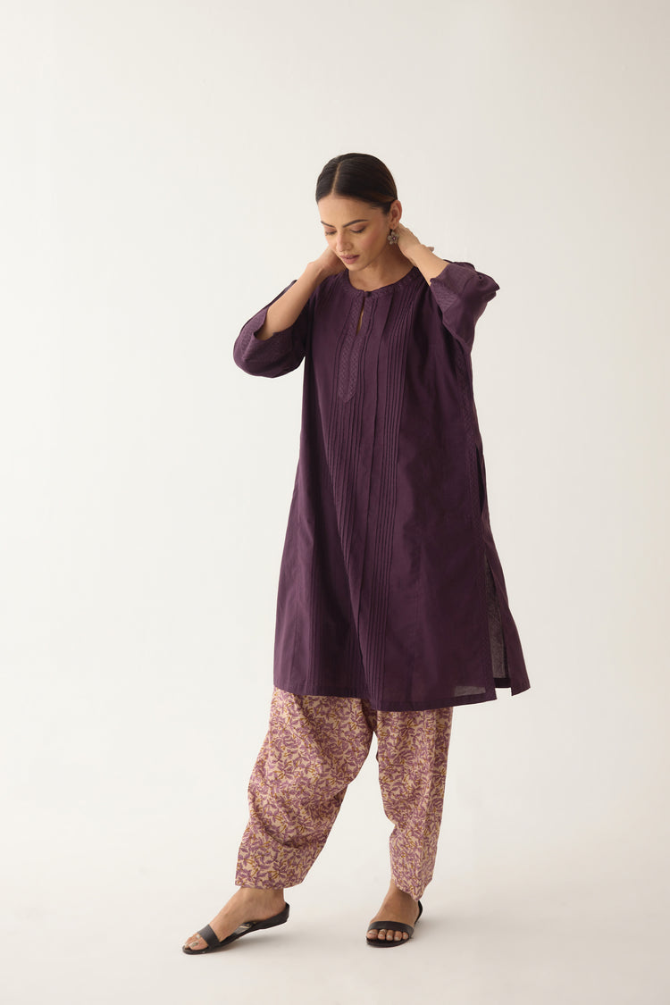 Lavanya Farshi Salwar Off-White Purple (10010152173867)