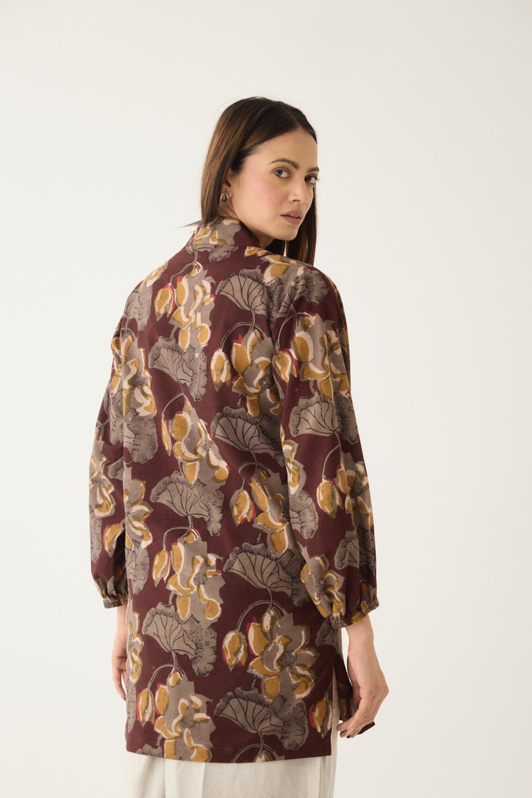 Alba Shirt Maroon Grey (10003770769707)