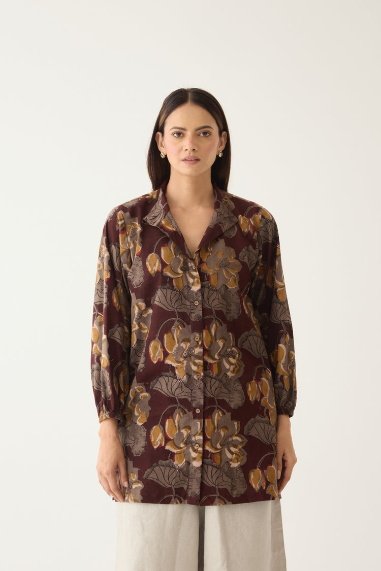 Alba Shirt Maroon Grey (10003770769707)