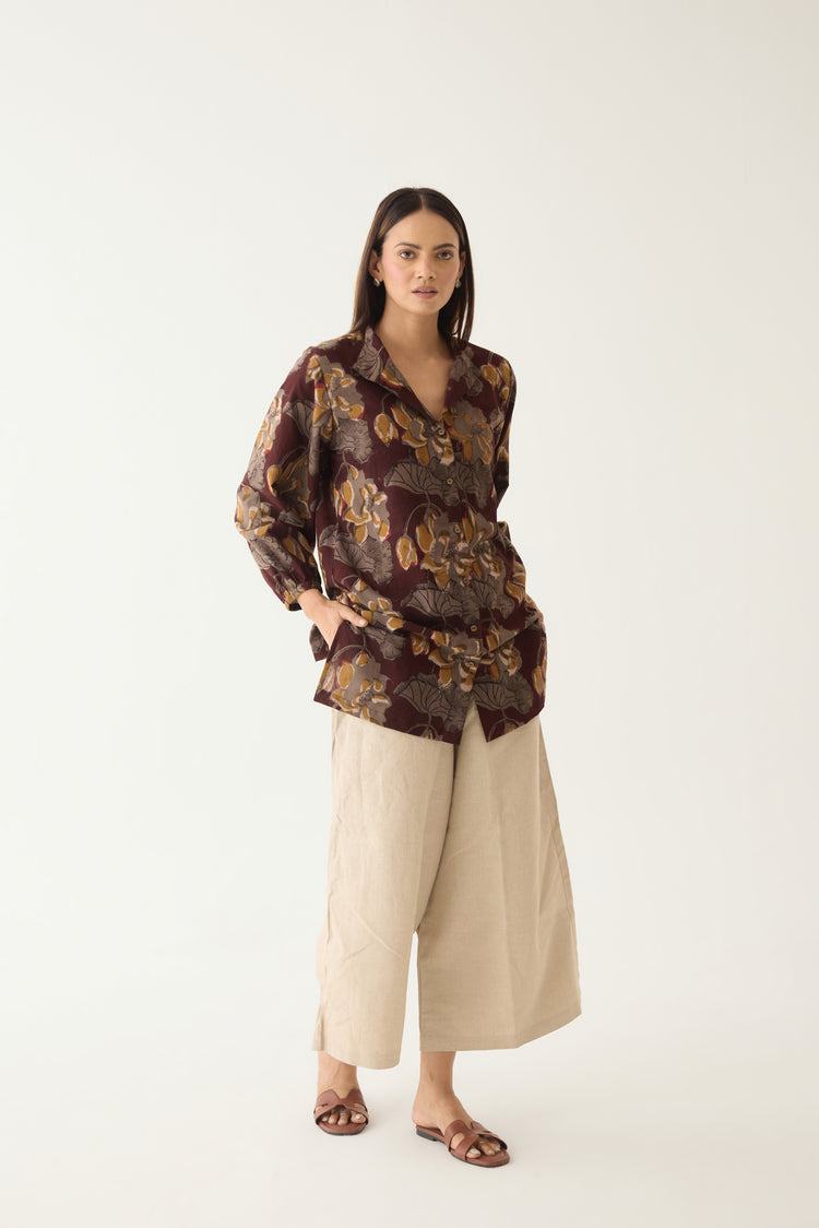 Alba Shirt Maroon Grey (10003770769707)