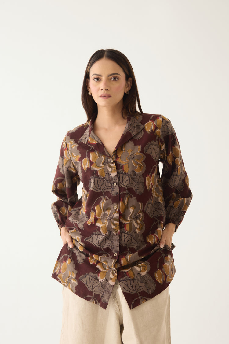 Alba Shirt Maroon Grey (10003770769707)