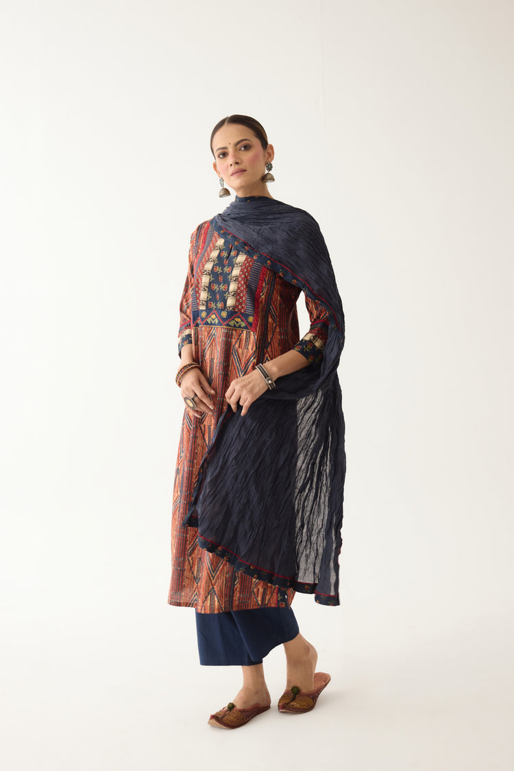 Rozana Kurta Red/ Blue (Set of 3) (9996884640043)