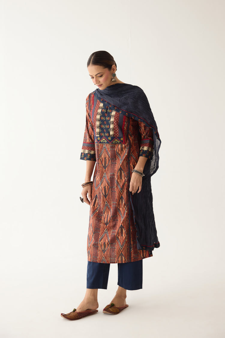Rozana Kurta Red/ Blue (Set of 3) (9996884640043)