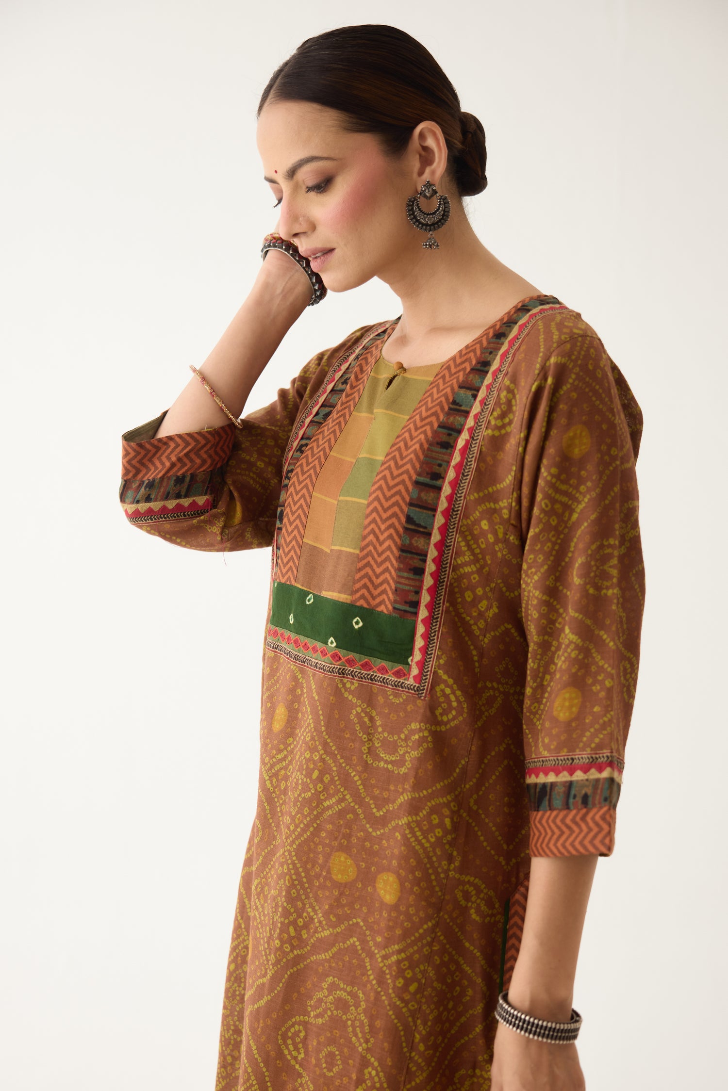 Rozana Kurta Brown/ Green (Set of 3) (9997124370731)