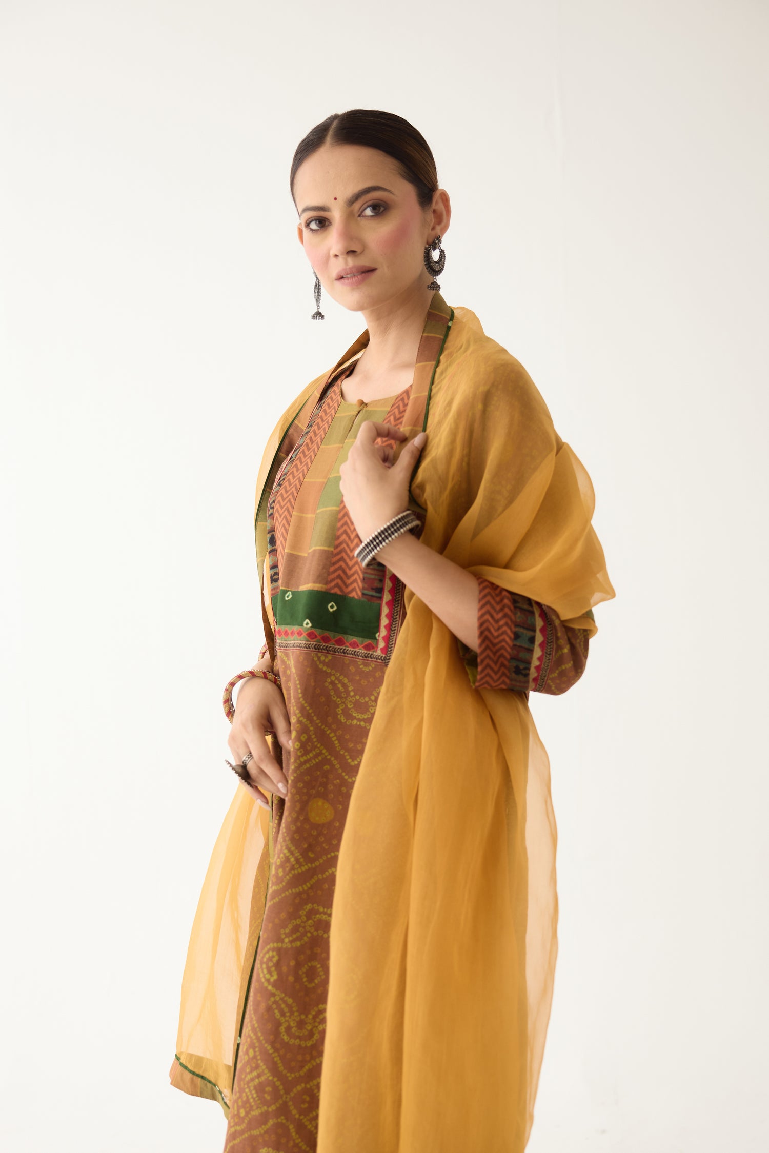 Rozana Kurta Brown/ Green (Set of 3) (9997124370731)