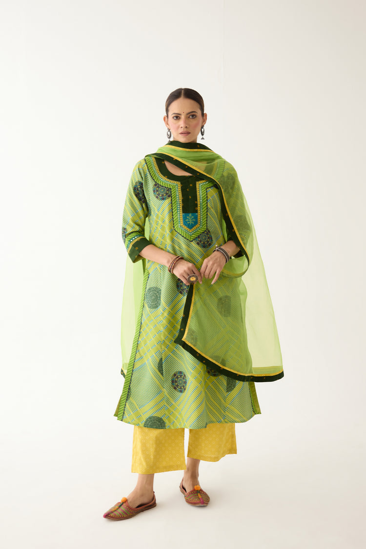 Rozana Kurta Lime Green/ Blue (Set of 2) (9996393546027)