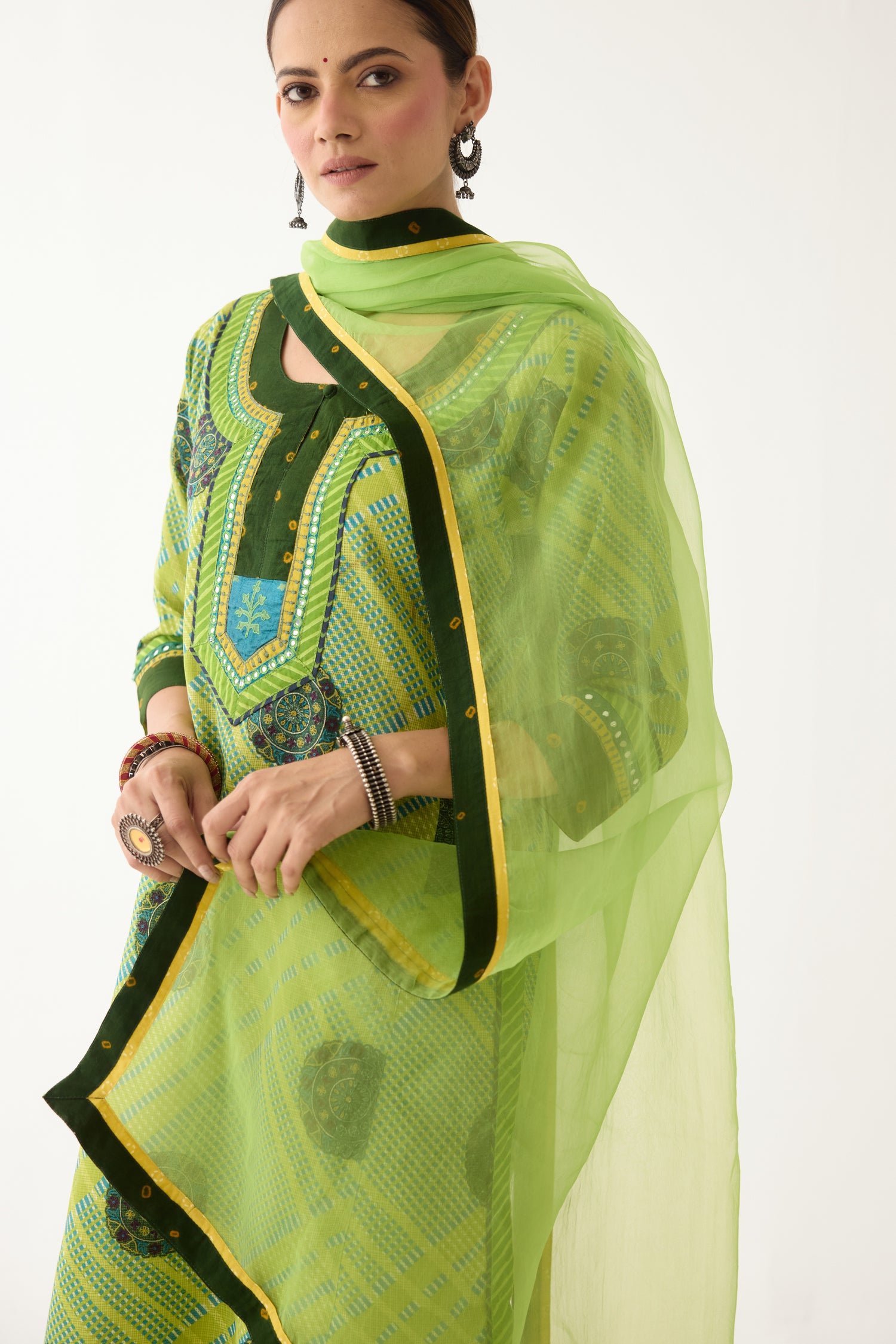 Rozana Kurta Lime Green/ Blue (Set of 2) (9996393546027)