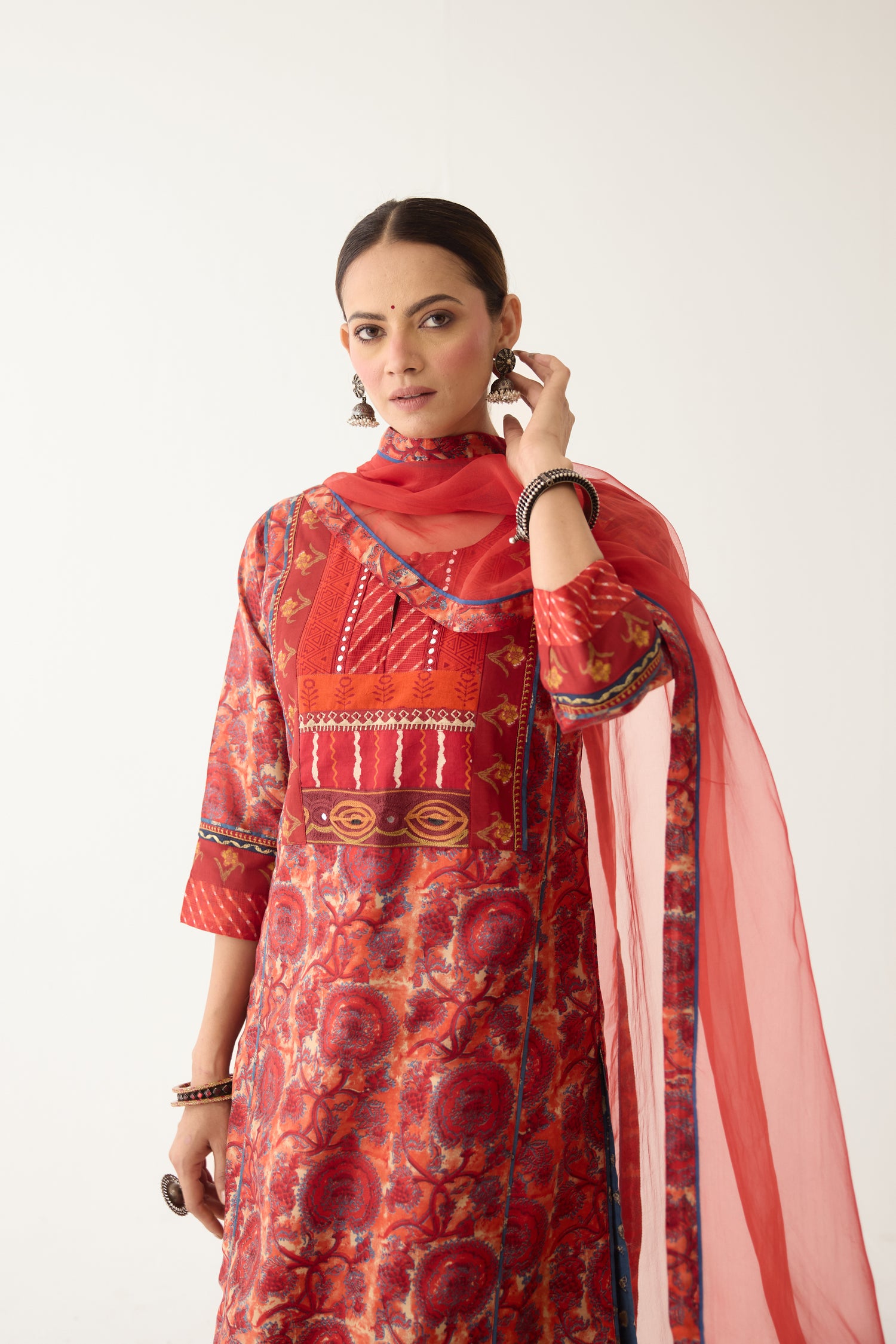 Rozana Kurta Red/ Orange (Set of 3) (9997127123243)