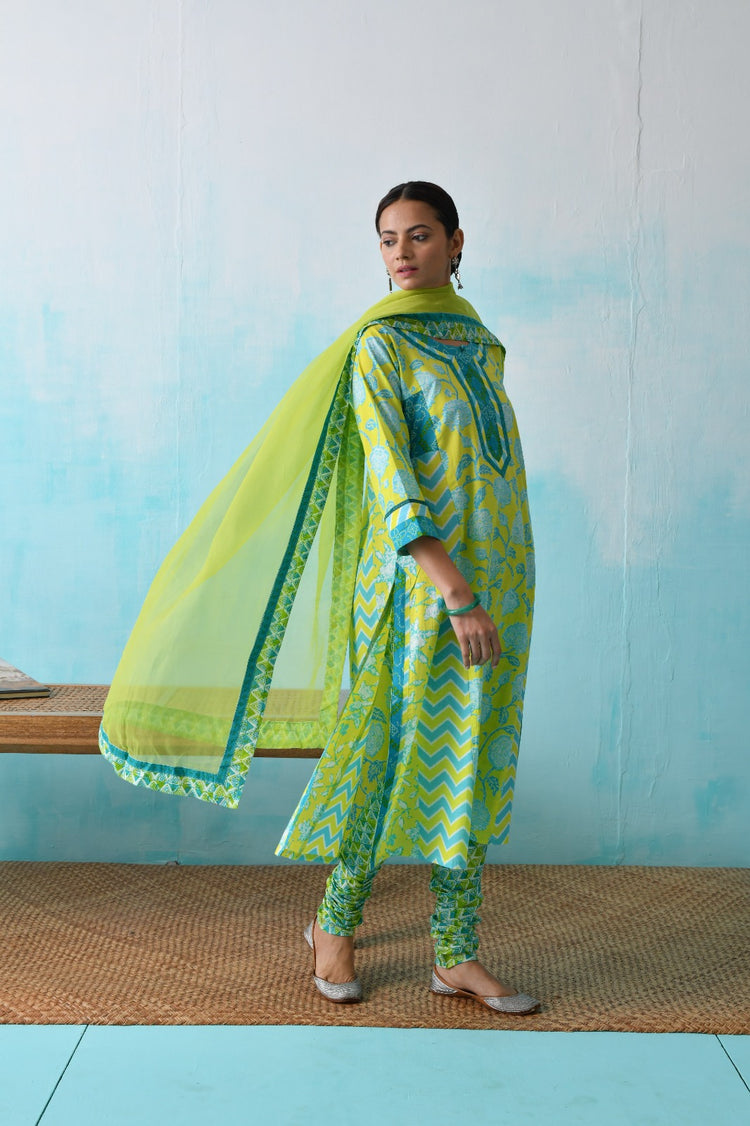Choga Kurta Parrot Green Turquoise (8342814490923)