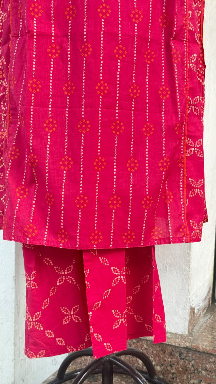 Rozana Tulsi Cotton Pant Pink Dotted