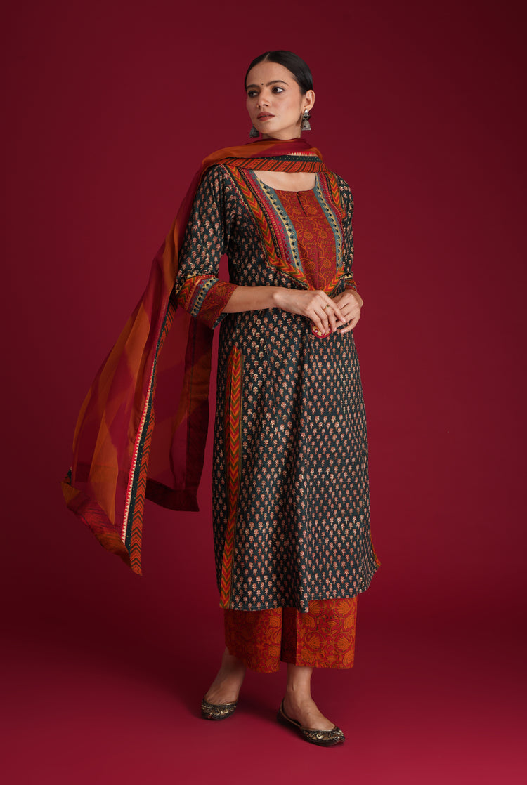 Rozana Chiffon Dupatta Rust Maroon (7135739674671)