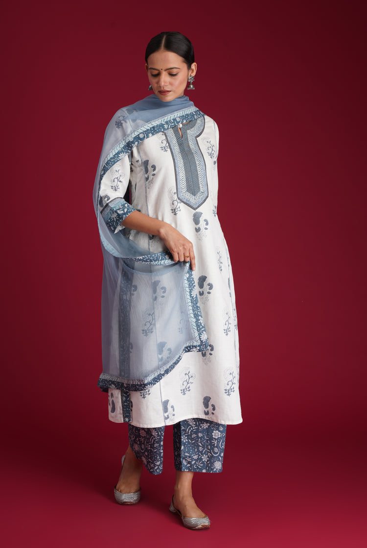 Rozana Chiffon Dupatta Steel Blue (7135734693935)