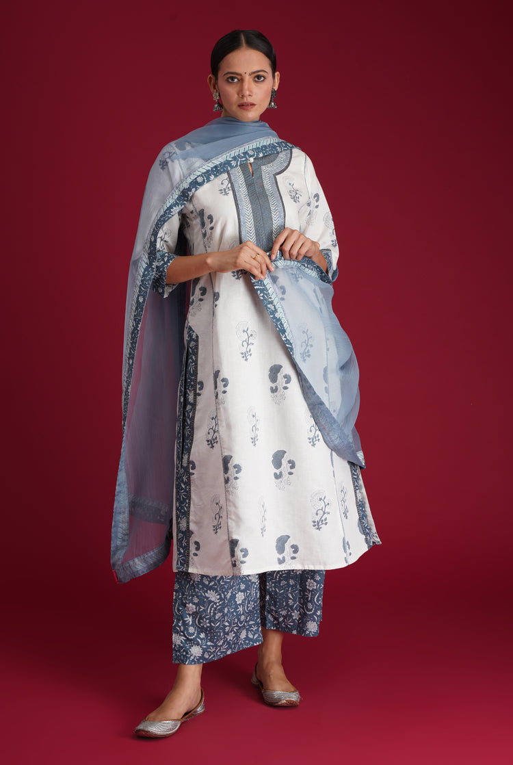 Rozana Chiffon Dupatta Steel Blue (7135734693935)