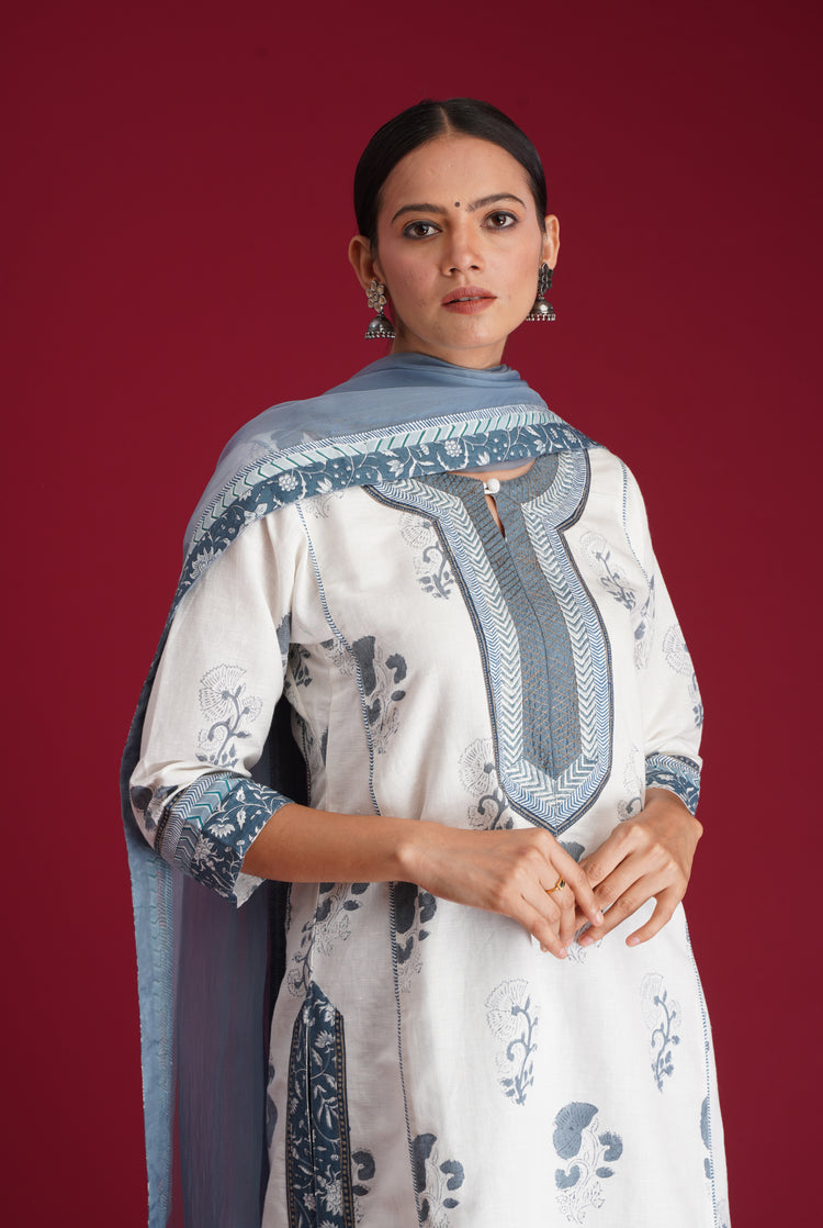 Rozana Chiffon Dupatta Steel Blue (7135734693935)