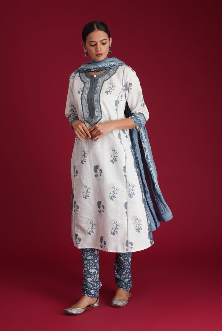 Rozana Cotton Crinkled Dupatta Steel Blue (7135740559407)