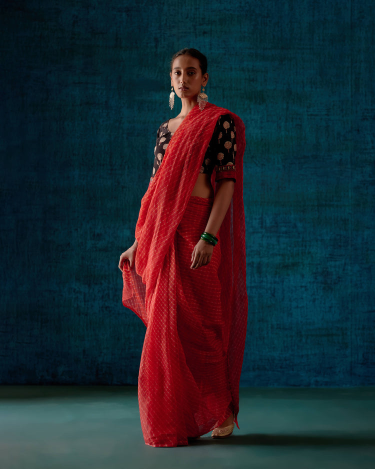 Rozana Saree Red (7152871735343)