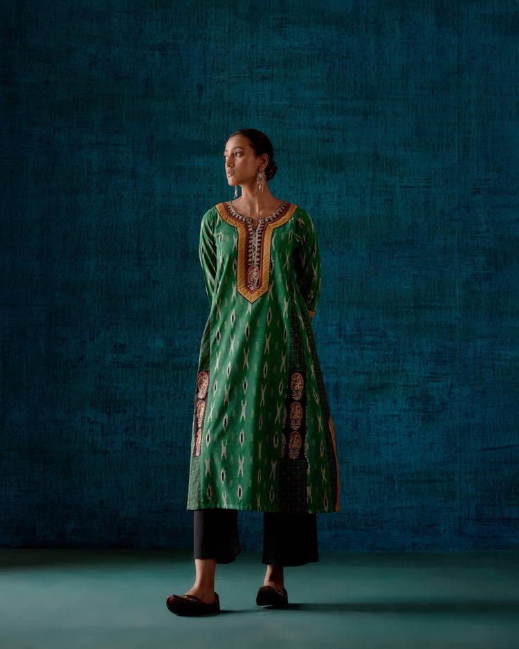 Naaz Choga Kurta Green Off White (7152335847471)